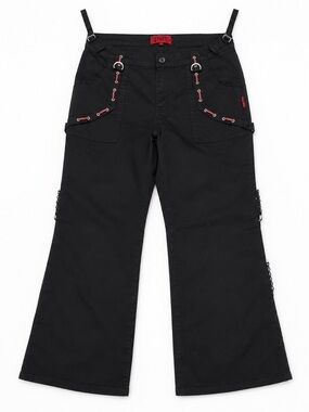 Tripp nyc Black Boot-Cut Cargo Pants with Red Accent Hardware